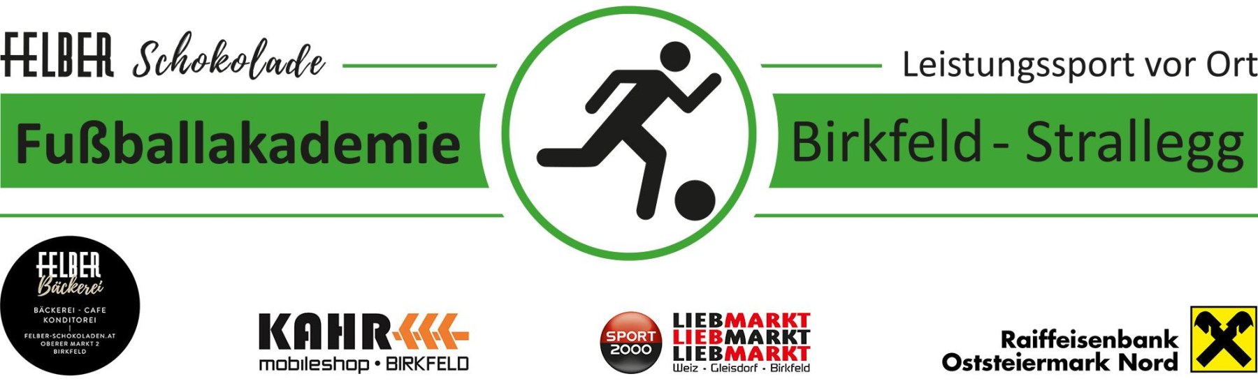 Foto: Mittelschule Birkfeld Logo der Fußballakademie Birkfeld-Strallegg mit Sponsoren