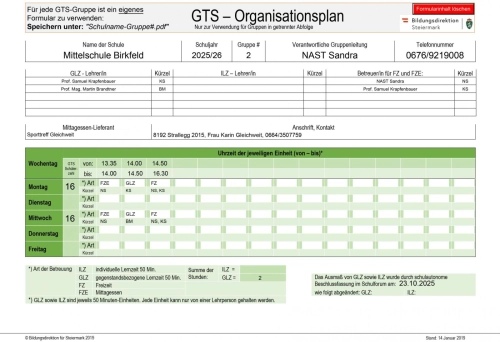 Organisationsplan der Ganztagesschule – Foto 2