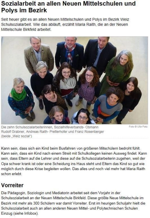 Zeitungsbericht über Schulsozialarbeit – Foto 1