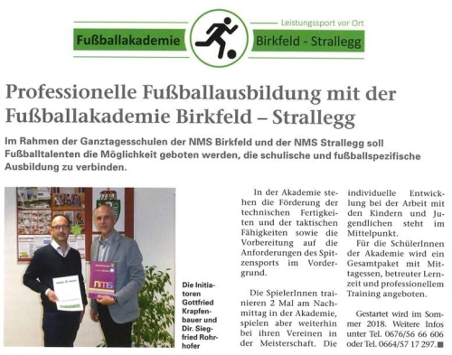 Zeitungsbericht: Fußballakademie Birkfeld-Strallegg – Foto 2