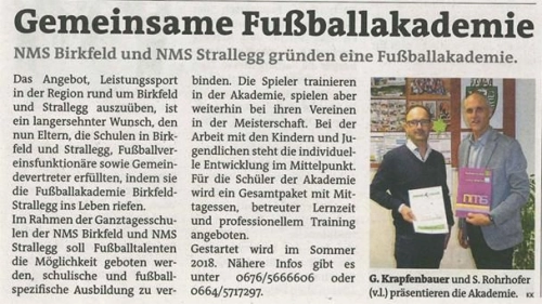 Zeitungsbericht: Fußballakademie Birkfeld-Strallegg – Foto 3