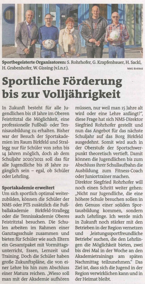 Zeitungsbericht: Fußballakademie Birkfeld-Strallegg – Foto 8