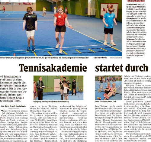 Zeitungsbericht: Tennisakademie Oberes Feistritztal – Foto 1